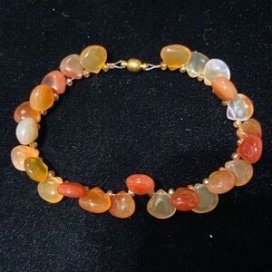 Elegant vintage handcrafted Red agate crystal teardrop 8”magnetic clasp Bracelet